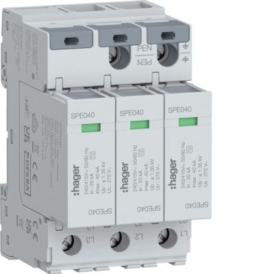 SPD Ogranicznik przepięć T2 3P 3+0 sieć TN-C In=20kA Imax=40kA Up?1,35kV (SPE340)
