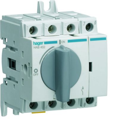 Modułowy rozłącznik izolacyjny obrotowy 4P 20A rozmiar 1 HAB402 HAGER (HAB402)