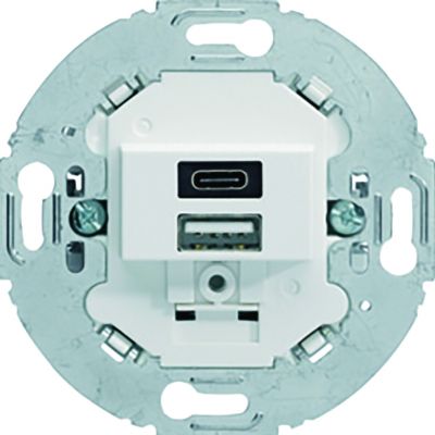 Mechanizm gniazda USB A+C ładowania do serii obrotowych, 3.0 A 230 V, biały, mat (260419)
