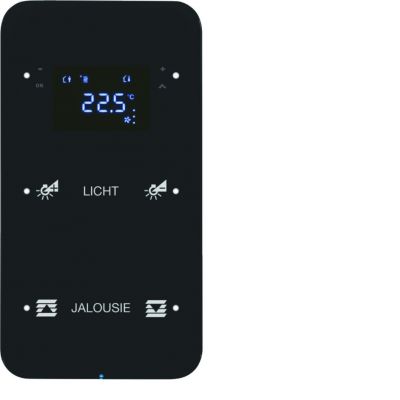BERKER R.1 Sensor dotykowy podwójny z regulatorem temperatury konfigurowalny szkło czarny 75642165 HAGER (75642165)