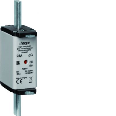 Wkładka bezp. nożowa NH1 wsk.podw. uchwyt izol. gG 25A 500 VAC LNH1025MK HAGER (LNH1025MK)