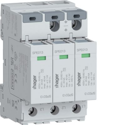 SPD Ogranicznik przepięć T2 3P 3+0 sieć IT In=20kA Imax=40kA Up?2,2kV (SPE513)