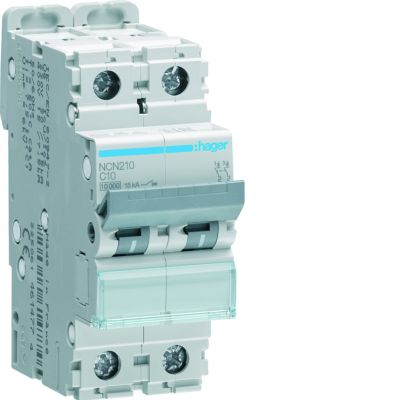 MCB Wyłącznik nadprądowy 10kA/15kA 2P C 10A NCN210 HAGER (NCN210)