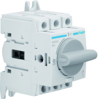 Modułowy rozłącznik izolacyjny obrotowy 3P 20A rozmiar 1 HAB302 HAGER (HAB302)