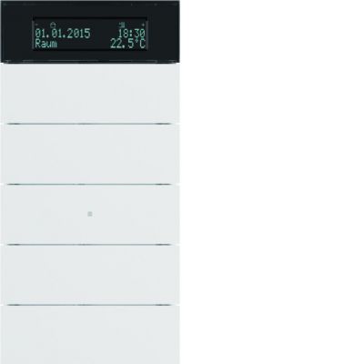 BERKER B.IQ Przycisk pięciokrotna z regulatorem temperatury i wyświetlaczem biały 75665599 HAGER (75665599)