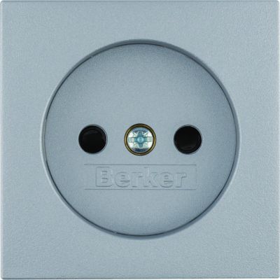 BERKER B.Kwadrat/B.7 Płytka czołowa do gniazda bez uziemienia aluminium 3967331404 HAGER (3967331404)
