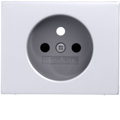 BERKER K.5 Płytka czołowa z przysłonami styków do gniazda z uziemieniem aluminium 3965757003 HAGER (3965757003)