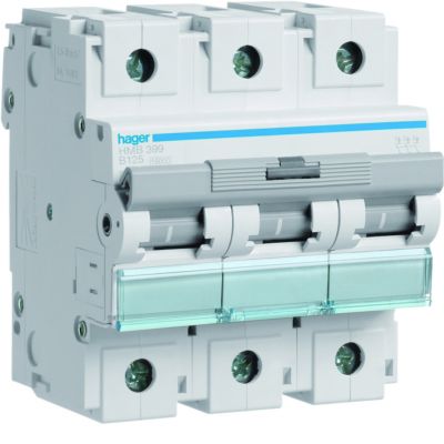 MCB Wyłącznik nadprądowy Icn=10000A / Icu=15kA 3P B125A HMB399 HAGER (HMB399)