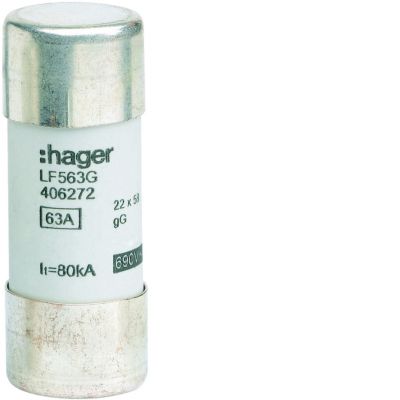 Wkładka bezpiecznikowa cylindryczna CH-22 22x58mm gG 63A 500VAC LF563G HAGER (LF563G)