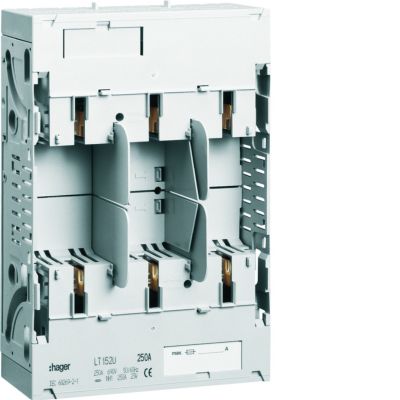 LT podstawa bezpiecz. NH1 3P 250A szyny Cu 40mm zaciski śruba M10 LT152U HAGER (LT152U)