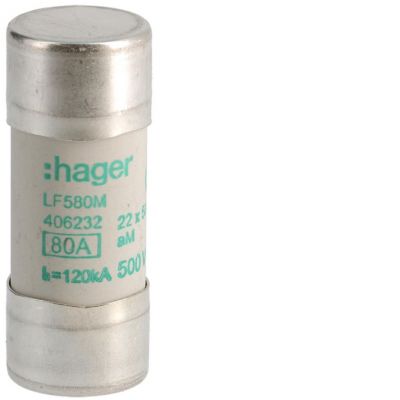 Wkładka bezpiecznikowa cylindryczna CH-22 22x58mm aM 80A 500VAC LF580M HAGER (LF580M)