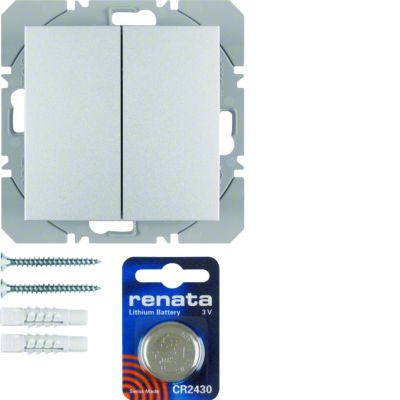 BERKER B.Kwadrat/B.7 KNX RF quicklink Przycisk podwójny płaski aluminium 85656283 HAGER (85656283)