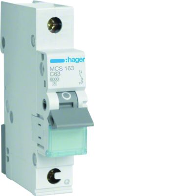 MCB Wyłącznik nadprądowy 6kA 1P C63A QuickConnect MCS163 HAGER (MCS163)