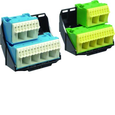 Bloki zaciskowe PE/N na wsporn. 2x28otw. (6x16mm222x4mm2) QuickConnect (2szt.) FZ384 HAGER (FZ384)