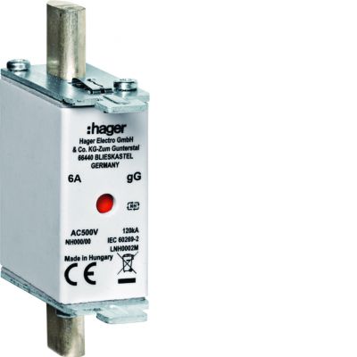 Wkładka bezp. nożowa typ NH000 gG wsk.podwójny 6A 500V (LNH0006M)