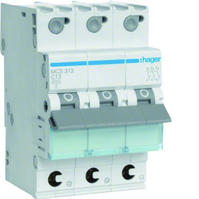 MCB Wyłącznik nadprądowy 6kA 3P C13A QuickConnect MCS313 HAGER (MCS313)