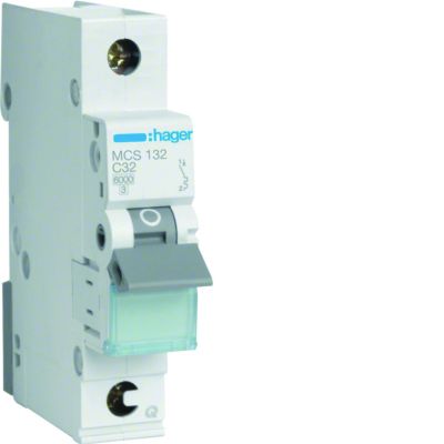 MCB Wyłącznik nadprądowy 6kA 1P C 32A QuickConnect MCS132 HAGER (MCS132)