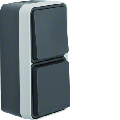 BERKER W.1 Łącznik uniwersalny z gniazdem SCHUKO pionowy kompletny IP55 szary 47803515 HAGER (47803515)