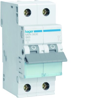 MCB Wyłącznik nadprądowy 6kA 1P+N B63A MBN563E HAGER (MBN563E)