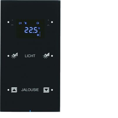BERKER R.3 Sensor dotykowy podwójny z regulatorem temperatury konfigurowalny szkło czarny 75642155 HAGER (75642155)