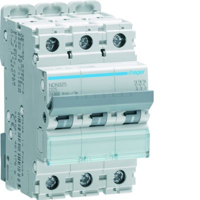 MCB Wyłącznik nadprądowy 10kA/15kA 3P D 25A NDN325 HAGER (NDN325)