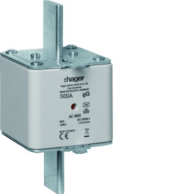 Wkładka bezp. nożowa NH3 wsk.podw. uchwyt nieiz. gG 500A 500VAC LNH3500M HAGER (LNH3500M)