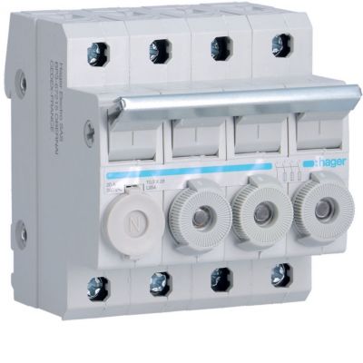 Rozłącznik bezpiecznikowy cylindryczny 4P 10x38mm L95400 HAGER (L95400)