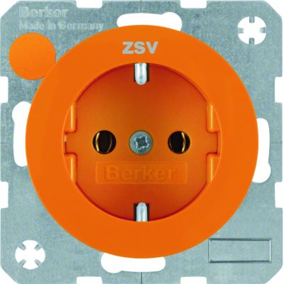 BERKER R.1/R.3 Gniazdo SCHUKO z nadrukiem pomarańczowy 47432007 HAGER (47432007)