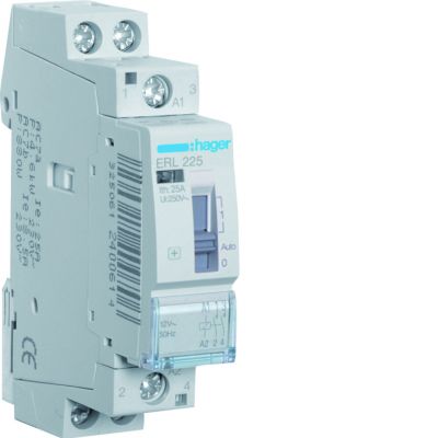 Stycznik modułowy z możliwością sterowania ręcznego 12V AC 2Z 25A AC-7A B ERL225 HAGER (ERL225)