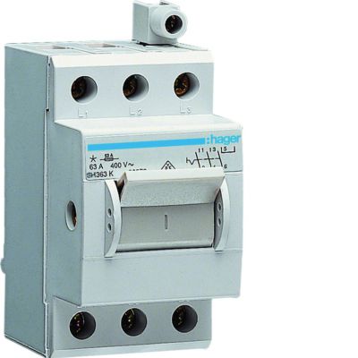 Modułowy rozłącznik izolacyjny w obudowie kompaktowej 3P 63A 400VAC zac.dod. SH363K HAGER (SH363K)