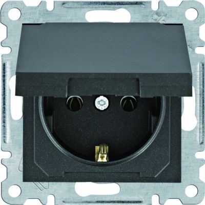 lumina Gniazdo SCHUKO z pokrywą, czarny HAGER (WL1153)