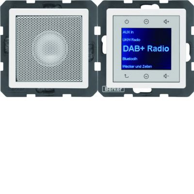 Berker Q.1/Q.3/Q.7 Q.x Radio Touch podtynkowe DAB+ Bluetooth z głośnikiem biały aksamit 30806089 HAGER (30806089)