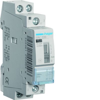 Stycznik modułowy z możliwością sterowania ręcznego 230V AC 2R 25A AC-7A B ERC226 HAGER (ERC226)