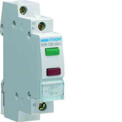 Lampka sygnalizacyjna LED zielona+czerwona 230VAC SVN126 HAGER (SVN126)