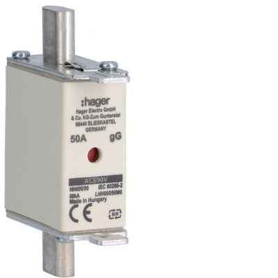 Wkładka bezp. nożowa NH00 wsk.podw. uchwyt nieiz. gG 50A 690VAC LNH00050M6 HAGER (LNH00050M6)