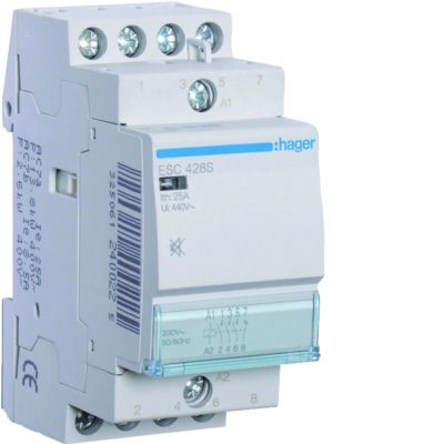 Stycznik modułowy cichy 230V AC 3Z+1R 25A AC-7A B ESC428S HAGER (ESC428S)