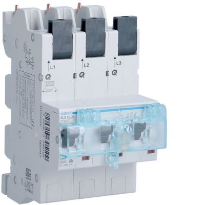 MCB SLS Wyłącznik nadprądowy selektywny 3P Cs 25 A szyny Cu 40-12x5/10mm HTS325C HAGER (HTS325C)