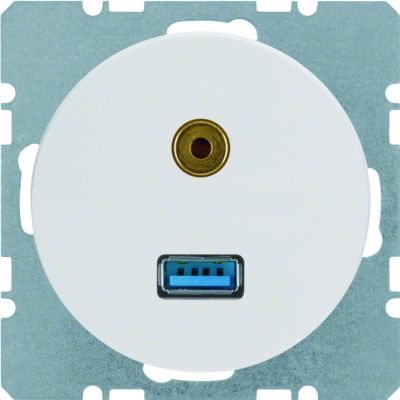 BERKER R.1/R.3 Gniazdo USB/3.5mm audio biały 3315392089 HAGER (3315392089)