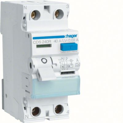 RCCB Wyłącznik różnicowoprądowy 1P+N 40A 30mA Typ A QuickConnect CDS240R HAGER (CDS240R)