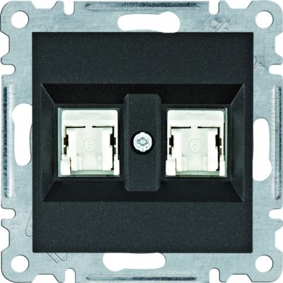 lumina Gniazdo komputerowe podwójne RJ45 kat.6 UTP czarny WL2163 HAGER (WL2163)