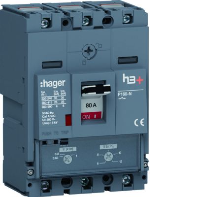 MCCB Wyłącznik mocy h3+ P160 3P 80A 25kA TM (HHS080DC)