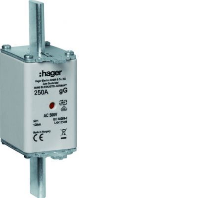Wkładka bezp. nożowa NH1 wsk.podw. uchwyt nieiz. gG 250A 500 VAC LNH1250M HAGER (LNH1250M)