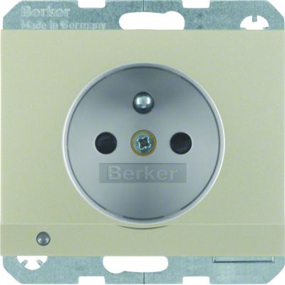 BERKER K.5 Gniazdo z uziemieniem i podświetleniem orientacyjnym LED stal szl 6765107004 HAGER (6765107004)