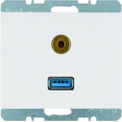 BERKER K.1 Gniazdo USB / 3,5mm Audio biały 3315397009 HAGER (3315397009)