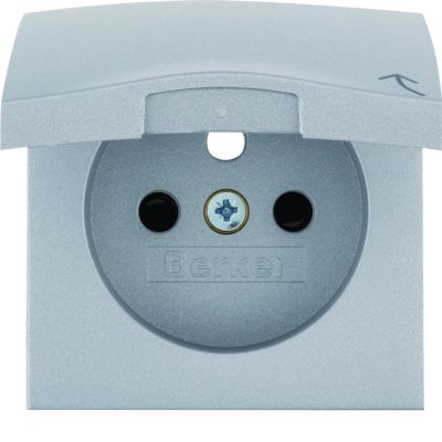 BERKER B.Kwadrat/B.7 Płytka czołowa z przysłoną styków do gniazda z uziemieniem z pokrywą aluminium mat lakierowana 3965838994 HAGER (3965838994)