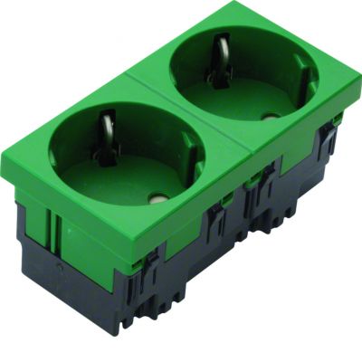 tehalit.GB-EG Gniazdo SCHUKO 33st 2-krotne 45x45mm bezhalogenowe zielone ESR2336029 HAGER (ESR2336029)