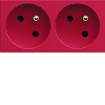 gallery Gniazdo z uziemieniem przelotowe podwójne 2x2P+E 16A 4M czerwony (WXF422R)