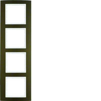 BERKER B.3 Ramka poczwórna aluminium brązowa/biała 10143021 HAGER (10143021)