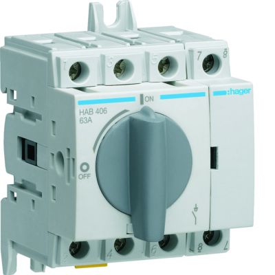 Modułowy rozłącznik izolacyjny obrotowy 4P 63A rozmiar 1 HAB406 HAGER (HAB406)