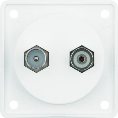 BERKER Integro Flow Gniazdo antracytenowe TV/Radio z obudową nieekranowaną biały 945612502 HAGER (945612502)